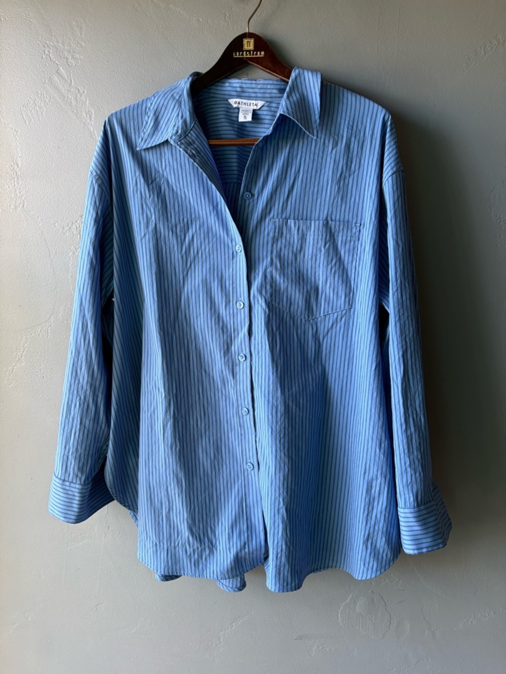 Midday Relaxed Poplin Shirt Blue Striped ~ Size XL